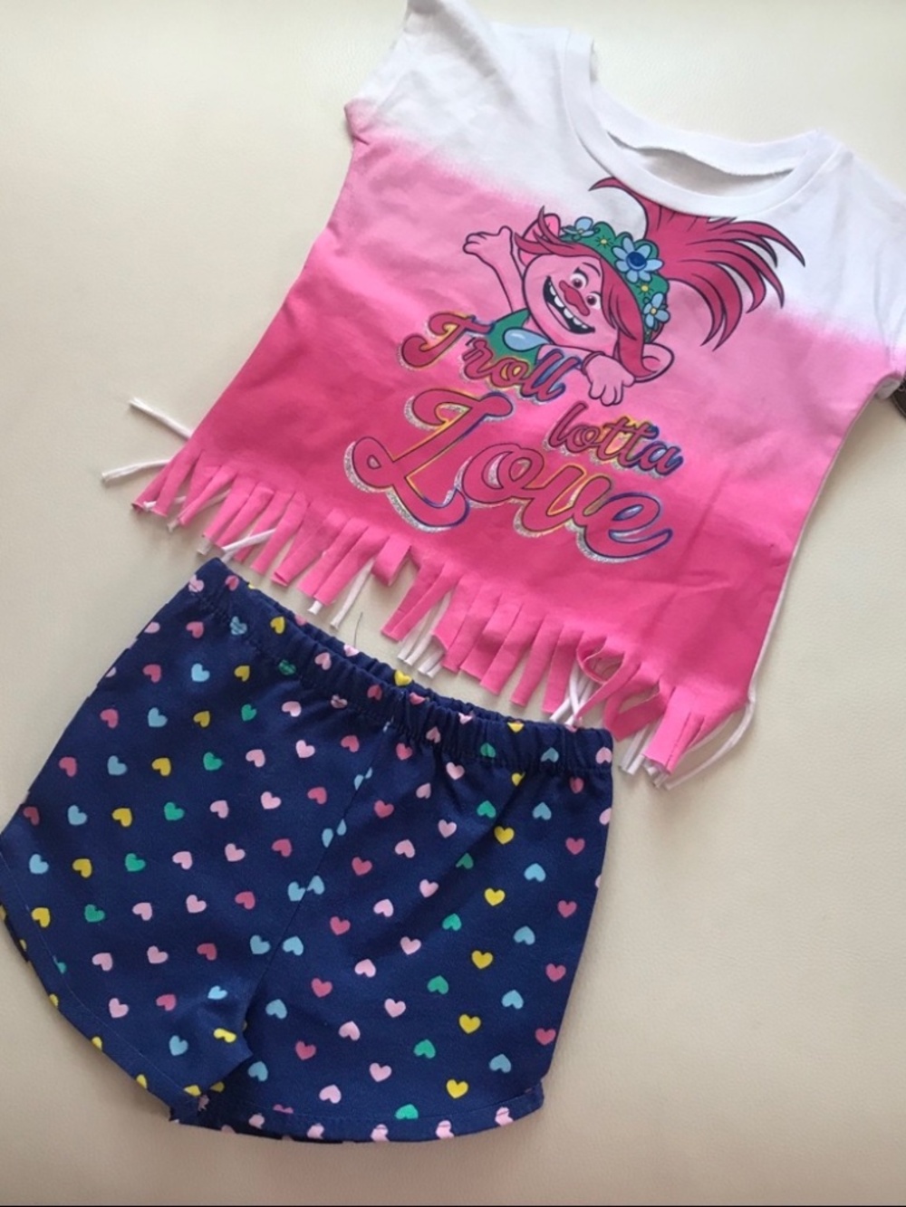 Trolls cute pink outfit shorts top 2182
